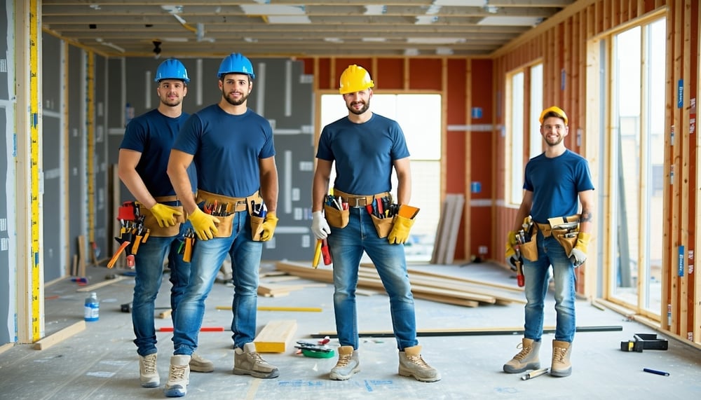 Professional remodeling and handyman team at work Professional remodeling and handyman team at work